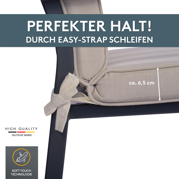Niedriglehnerauflage 2er Set DUBAI - Gartenstuhl Auflage, bequeme Sitzauflage für Gartenmöbel, Stuhlkissen