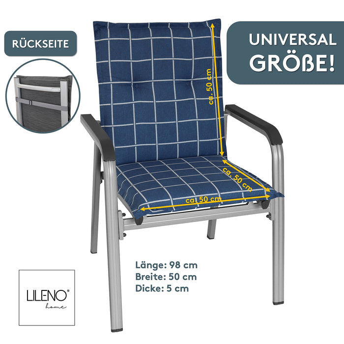 Polsterauflage Niedriglehner 2er Set, bequeme Sitzauflage für Gartenstühle, Stuhlkissen
