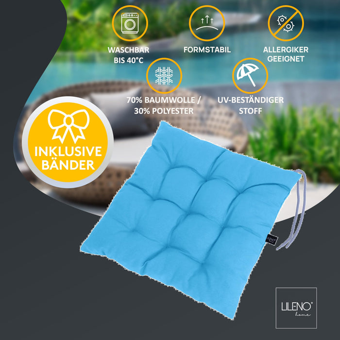 Stuhlkissen Linda Fiume 6er Set - Sitzkissen für Gartenstuhl, Küchenstuhl oder Esszimmerstuhl
