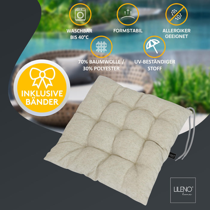 Stuhlkissen Linda Fiume 6er Set - Sitzkissen für Gartenstuhl, Küchenstuhl oder Esszimmerstuhl