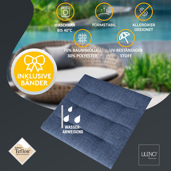 Stuhlkissen 4er Set LAURA TINO - Sitzkissen für Gartenstuhl, Küchenstuhl oder Esszimmerstuhl