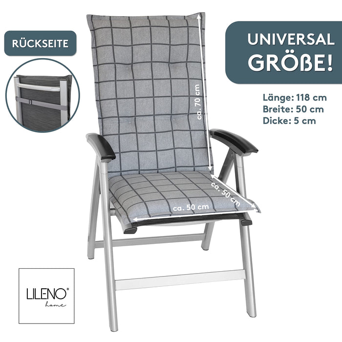 Hochlehnerauflage Gartenstuhl Auflage 2er Set FLORENCE, bequeme Sitzauflage für Gartenmöbel, Stuhlkissen