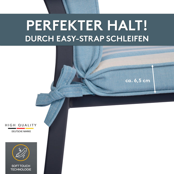 Niedriglehnerauflage 2er Set DUBAI - Gartenstuhl Auflage, bequeme Sitzauflage für Gartenmöbel, Stuhlkissen