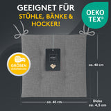 Stuhlkissen 6er Set LAURA TINO - Sitzkissen für Gartenstuhl, Küchenstuhl oder Esszimmerstuhl