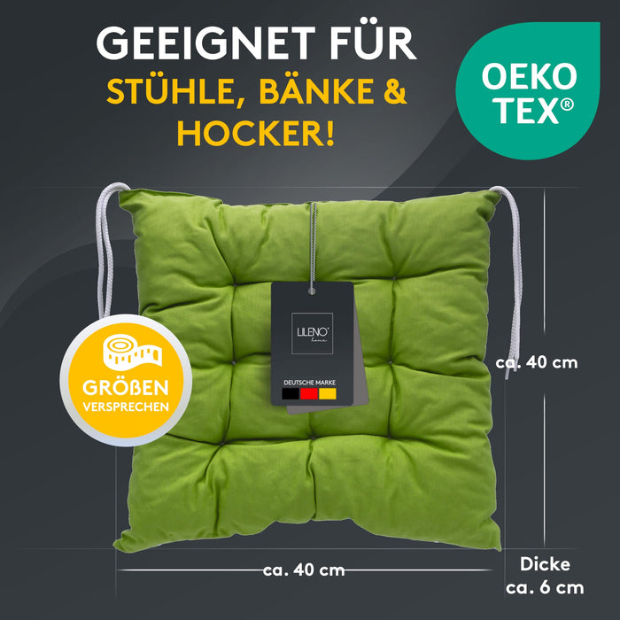 Stuhlkissen LINDA STREIFEN 6er Set - Sitzkissen für Gartenstuhl, Küchenstuhl oder Esszimmerstuhl