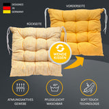 Stuhlkissen LINDA STREIFEN 6er Set - Sitzkissen für Gartenstuhl, Küchenstuhl oder Esszimmerstuhl