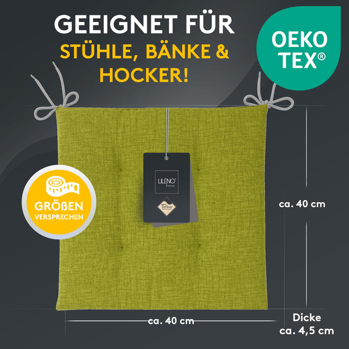 Stuhlkissen 6er Set LAURA TINO - Sitzkissen für Gartenstuhl, Küchenstuhl oder Esszimmerstuhl