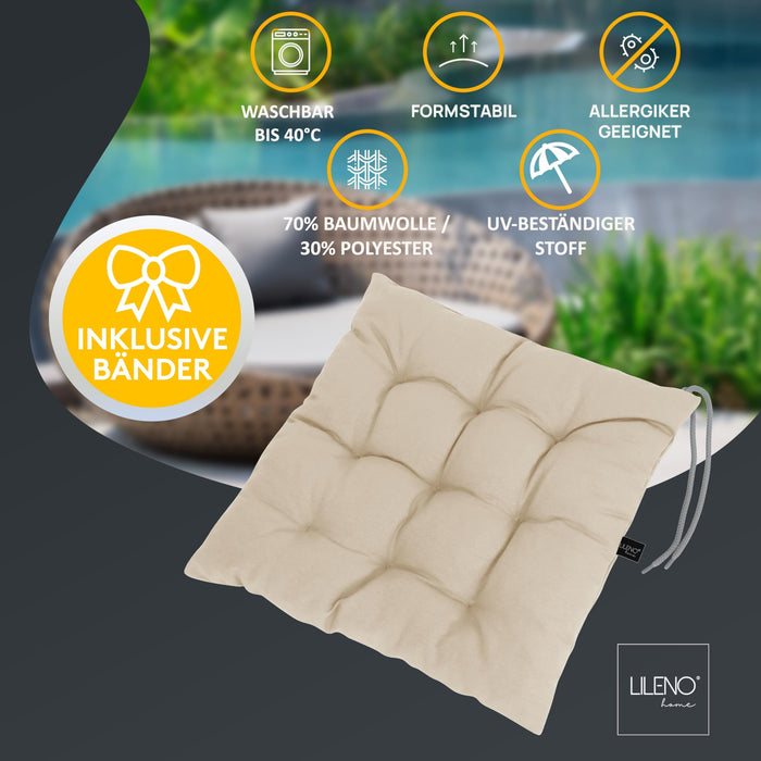 Stuhlkissen Linda Fiume 6er Set - Sitzkissen für Gartenstuhl, Küchenstuhl oder Esszimmerstuhl