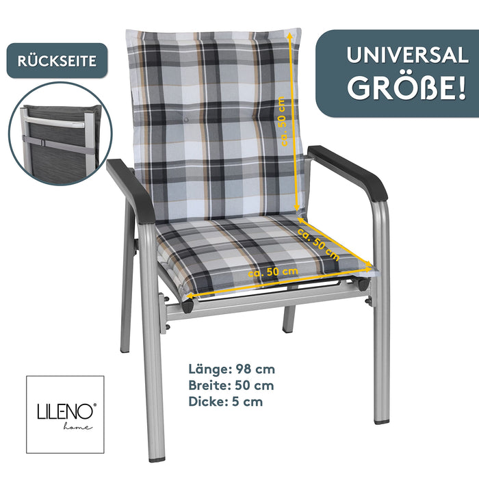 Polsterauflage Niedriglehner 2er Set, bequeme Sitzauflage für Gartenstühle, Stuhlkissen