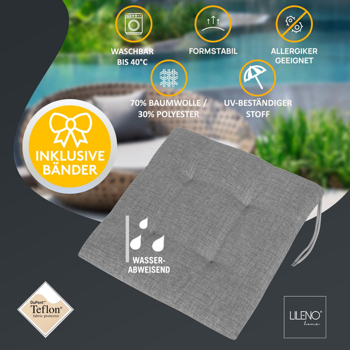 Stuhlkissen 2er Set LAURA TINO - Sitzkissen für Gartenstuhl, Küchenstuhl oder Esszimmerstuhl