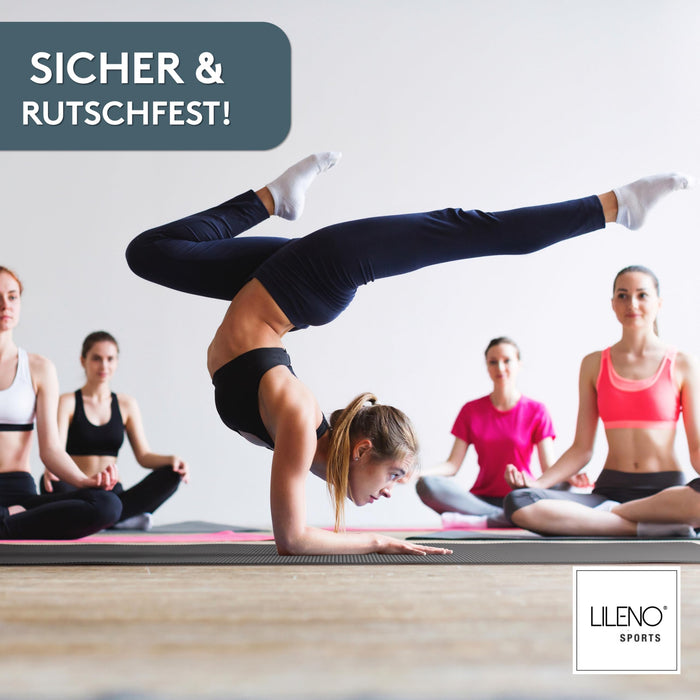 Yogamatte Gymnastikmatte 180x60 cm inkl. Tragegurt, rutschfeste Fitnessmatte