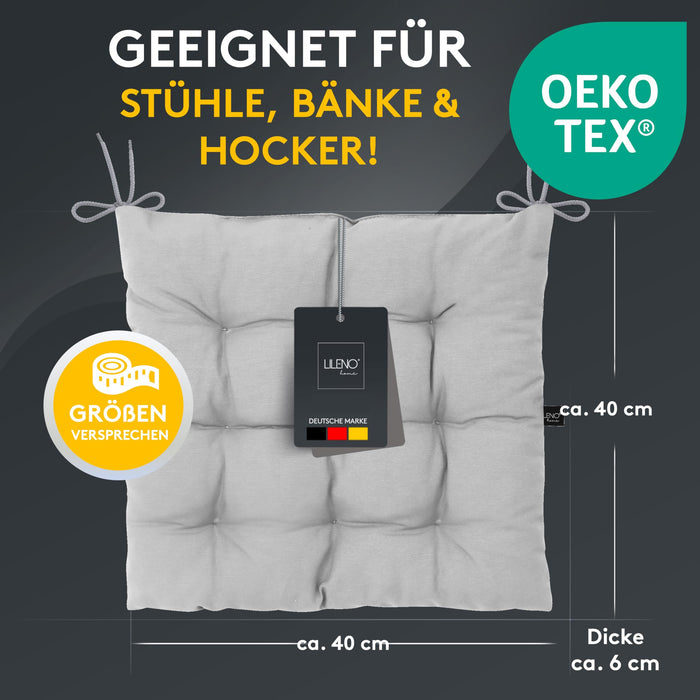 Stuhlkissen Linda Fiume 4er Set - Sitzkissen für Gartenstuhl, Küchenstuhl oder Esszimmerstuhl