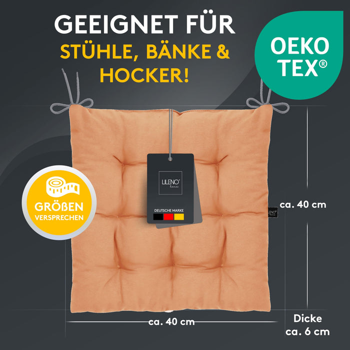 Stuhlkissen Linda Fiume 6er Set - Sitzkissen für Gartenstuhl, Küchenstuhl oder Esszimmerstuhl
