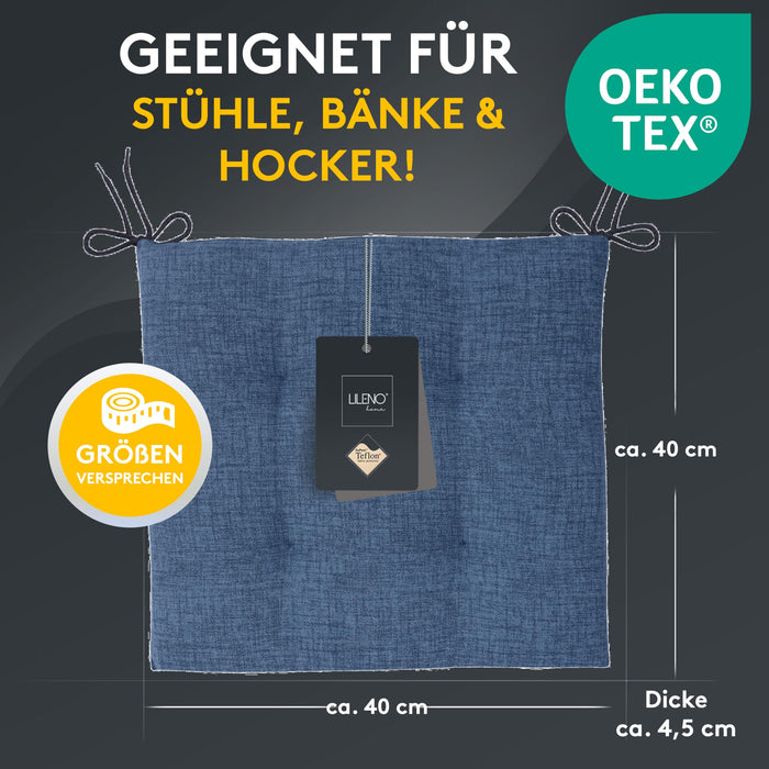 Stuhlkissen 2er Set LAURA TINO - Sitzkissen für Gartenstuhl, Küchenstuhl oder Esszimmerstuhl