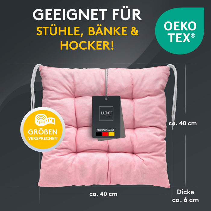 Stuhlkissen LINDA STREIFEN 4er Set - Sitzkissen für Gartenstuhl, Küchenstuhl oder Esszimmerstuhl