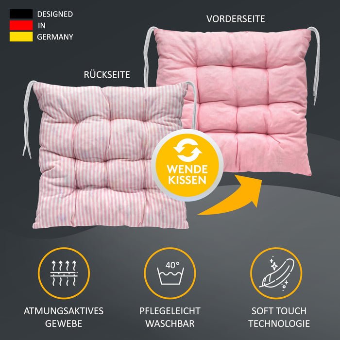 Stuhlkissen LINDA STREIFEN 1er Set - Sitzkissen für Gartenstuhl, Küchenstuhl oder Esszimmerstuhl