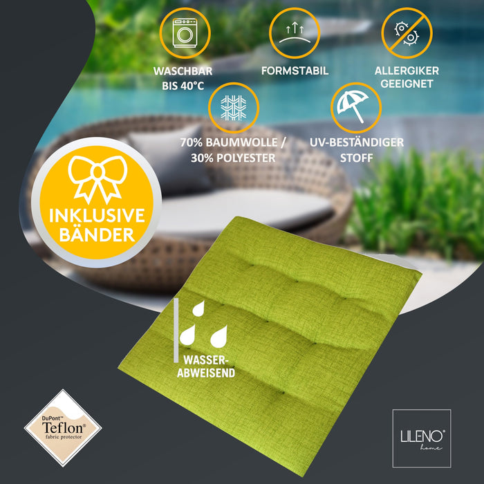 Stuhlkissen 2er Set LAURA TINO - Sitzkissen für Gartenstuhl, Küchenstuhl oder Esszimmerstuhl