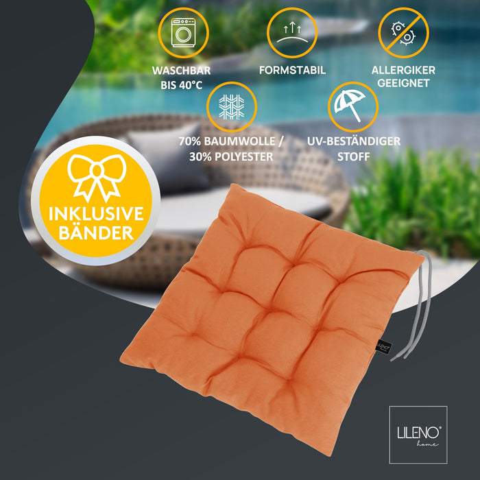 Stuhlkissen Linda Fiume 6er Set - Sitzkissen für Gartenstuhl, Küchenstuhl oder Esszimmerstuhl