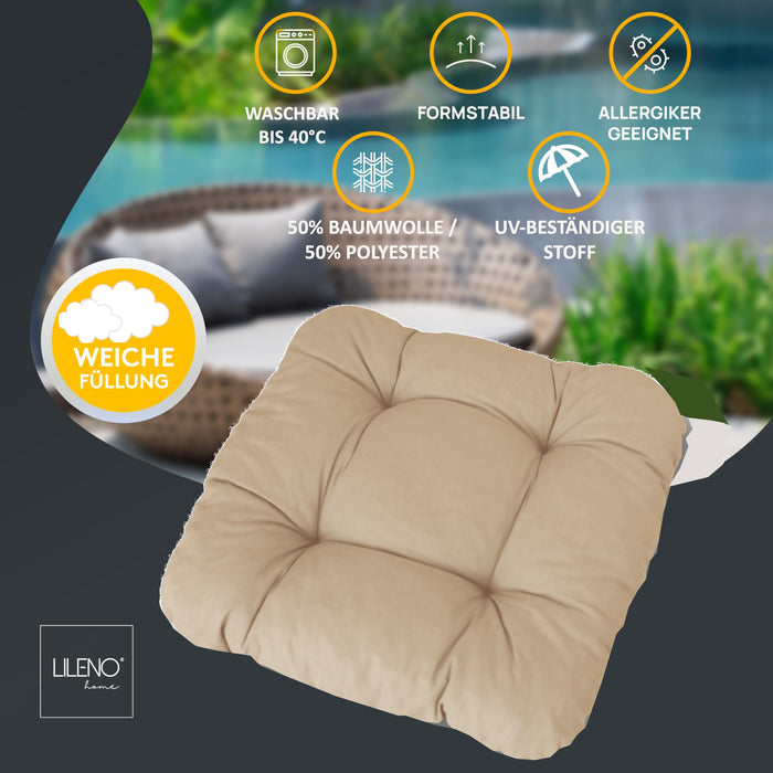 Stuhlkissen LISA CAPRI 2er Set - Sitzkissen für Gartenstuhl, Küchenstuhl oder Esszimmerstuhl