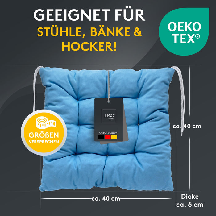 Stuhlkissen LINDA STREIFEN 4er Set - Sitzkissen für Gartenstuhl, Küchenstuhl oder Esszimmerstuhl