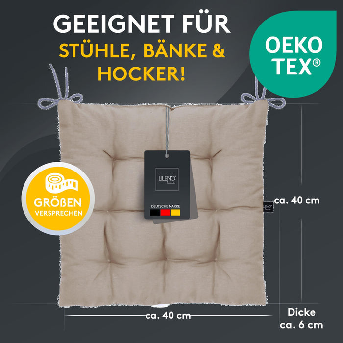 Stuhlkissen Linda Fiume 4er Set - Sitzkissen für Gartenstuhl, Küchenstuhl oder Esszimmerstuhl