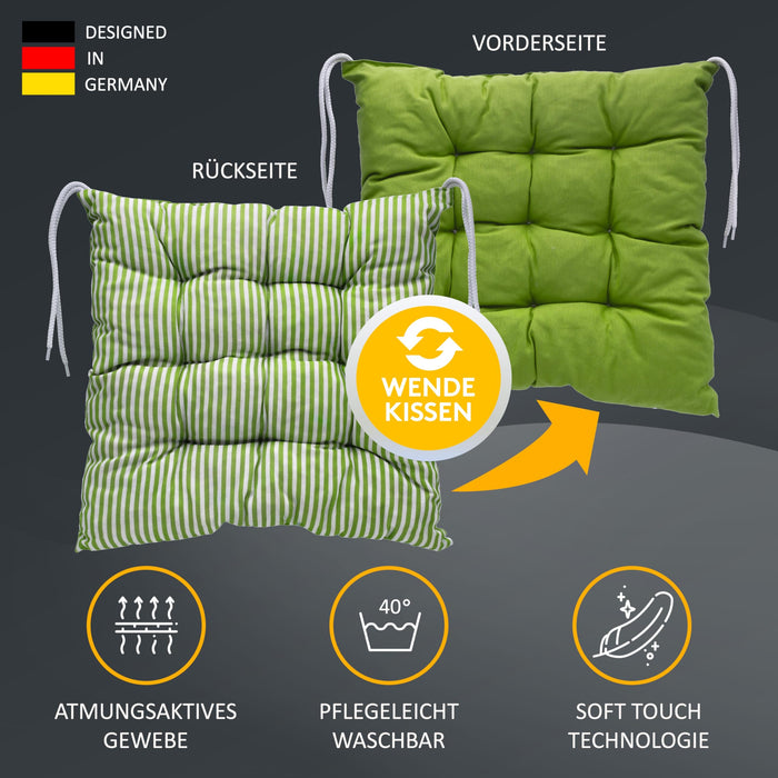 Stuhlkissen LINDA STREIFEN 1er Set - Sitzkissen für Gartenstuhl, Küchenstuhl oder Esszimmerstuhl