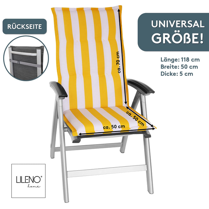 Hochlehnerauflage Gartenstuhl Auflage 2er Set FLORENCE, bequeme Sitzauflage für Gartenmöbel, Stuhlkissen
