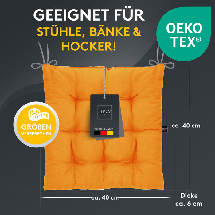 Stuhlkissen Linda Fiume 4er Set - Sitzkissen für Gartenstuhl, Küchenstuhl oder Esszimmerstuhl