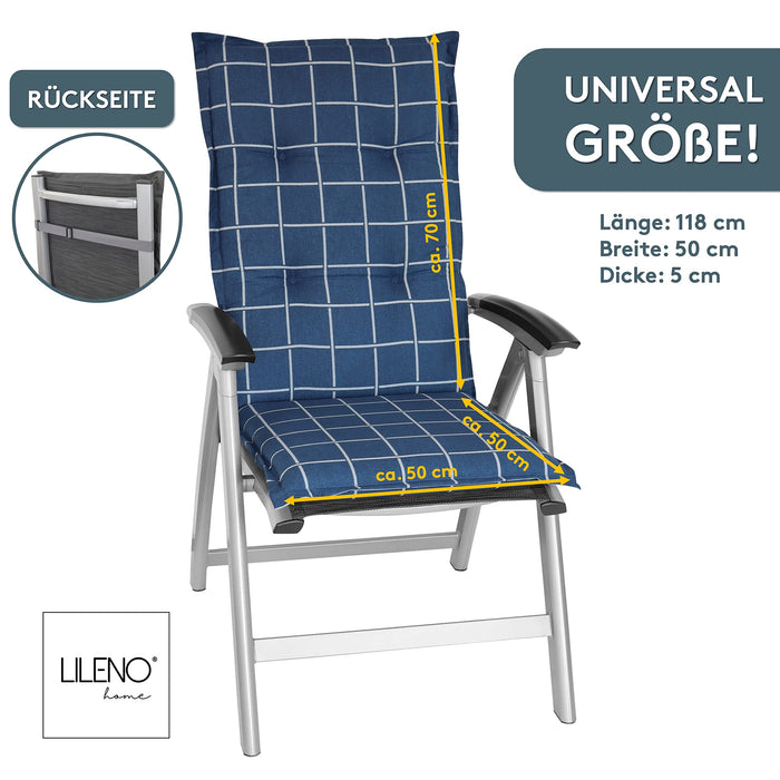 Hochlehnerauflage Gartenstuhl Auflage 2er Set FLORENCE, bequeme Sitzauflage für Gartenmöbel, Stuhlkissen