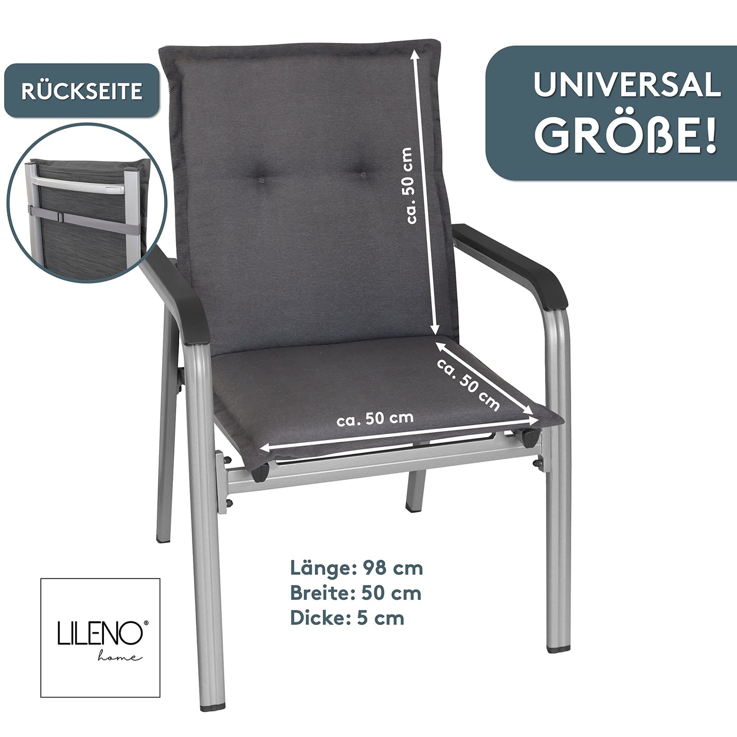 Polsterauflage Niedriglehner 2er Set, bequeme Sitzauflage für Gartenstühle, Stuhlkissen