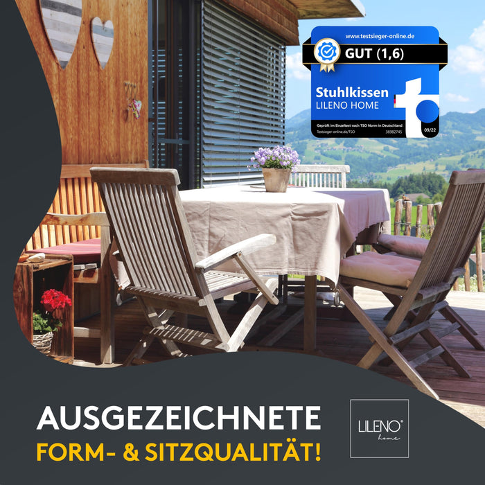 Stuhlkissen 2er Set LAURA FIUME - Sitzkissen für Gartenstuhl, Küchenstuhl oder Esszimmerstuhl