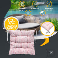 Stuhlkissen LINDA STREIFEN 6er Set - Sitzkissen für Gartenstuhl, Küchenstuhl oder Esszimmerstuhl