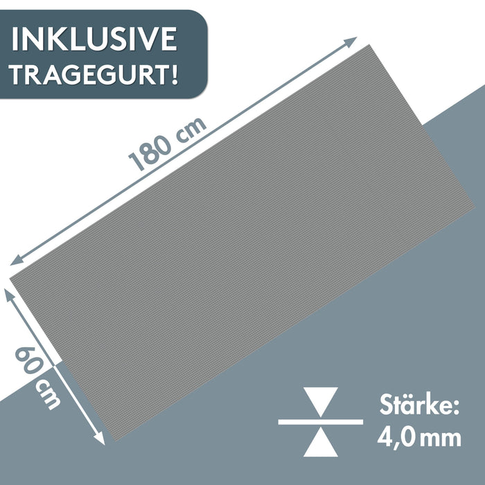 Yogamatte Gymnastikmatte 180x60 cm inkl. Tragegurt, rutschfeste Fitnessmatte