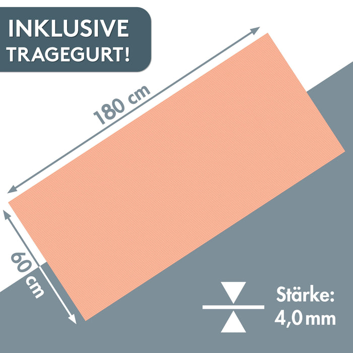 Yogamatte Gymnastikmatte 180x60 cm inkl. Tragegurt, rutschfeste Fitnessmatte