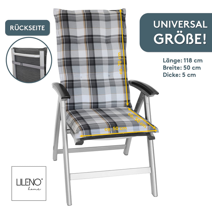 Hochlehnerauflage Gartenstuhl Auflage 2er Set FLORENCE, bequeme Sitzauflage für Gartenmöbel, Stuhlkissen