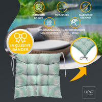 Stuhlkissen LINDA STREIFEN 6er Set - Sitzkissen für Gartenstuhl, Küchenstuhl oder Esszimmerstuhl