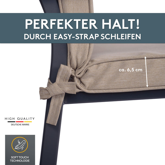 Niedriglehnerauflage 2er Set DUBAI - Gartenstuhl Auflage, bequeme Sitzauflage für Gartenmöbel, Stuhlkissen