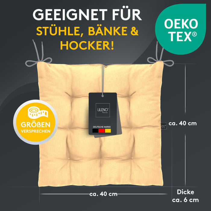 Stuhlkissen Linda Fiume 4er Set - Sitzkissen für Gartenstuhl, Küchenstuhl oder Esszimmerstuhl
