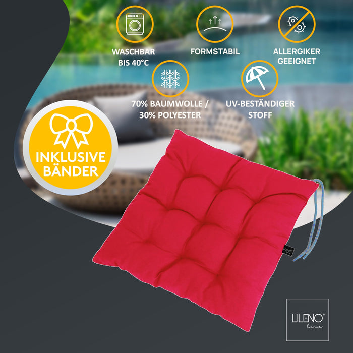 Stuhlkissen Linda Fiume 2er Set - Sitzkissen für Gartenstuhl, Küchenstuhl oder Esszimmerstuhl