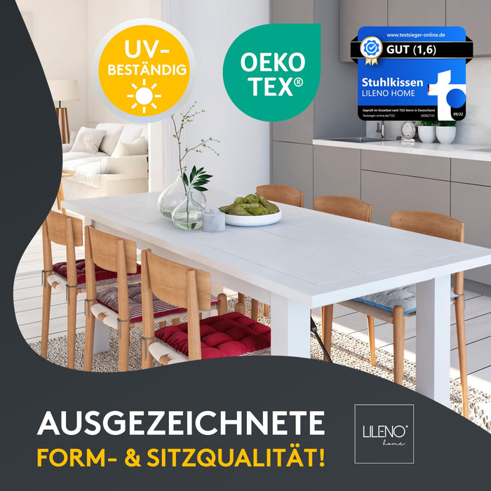 Stuhlkissen LINDA STREIFEN 2er Set - Sitzkissen für Gartenstuhl, Küchenstuhl oder Esszimmerstuhl