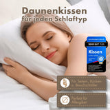 3-Kammer-Kopfkissen - Daunenkissen 40x80 & Daunenkissen 80x80 - langlebiges Baumwollkissen
