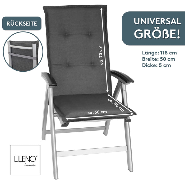 Hochlehnerauflage Gartenstuhl Auflage 2er Set FLORENCE, bequeme Sitzauflage für Gartenmöbel, Stuhlkissen