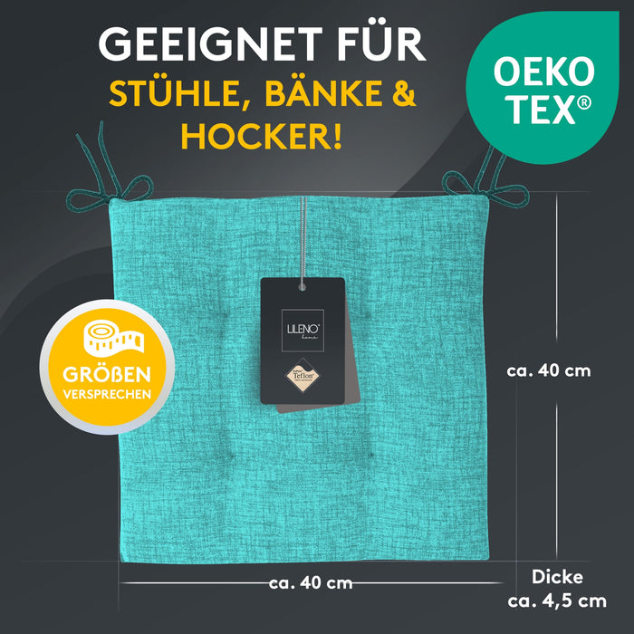 Stuhlkissen 2er Set LAURA TINO - Sitzkissen für Gartenstuhl, Küchenstuhl oder Esszimmerstuhl