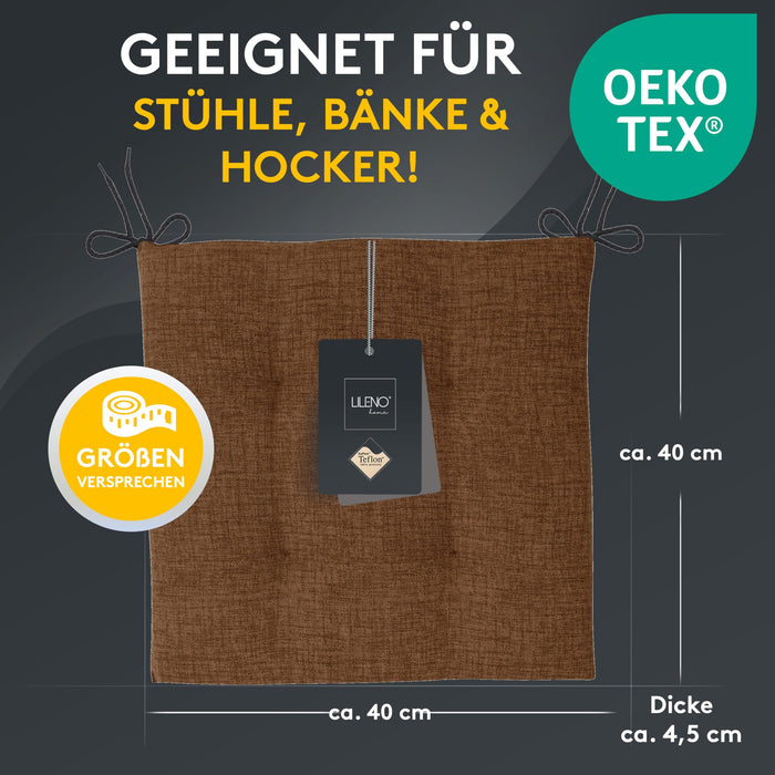Stuhlkissen 2er Set LAURA TINO - Sitzkissen für Gartenstuhl, Küchenstuhl oder Esszimmerstuhl