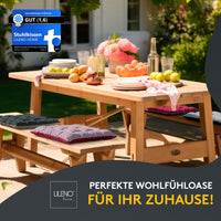 Stuhlkissen LINDA STREIFEN 6er Set - Sitzkissen für Gartenstuhl, Küchenstuhl oder Esszimmerstuhl