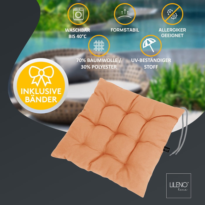 Stuhlkissen Linda Fiume 6er Set - Sitzkissen für Gartenstuhl, Küchenstuhl oder Esszimmerstuhl