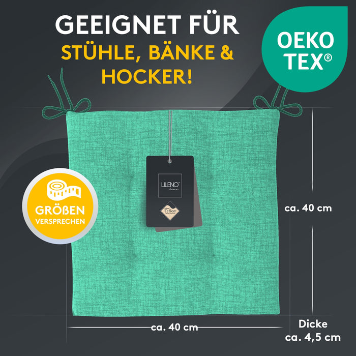 Stuhlkissen 2er Set LAURA TINO - Sitzkissen für Gartenstuhl, Küchenstuhl oder Esszimmerstuhl