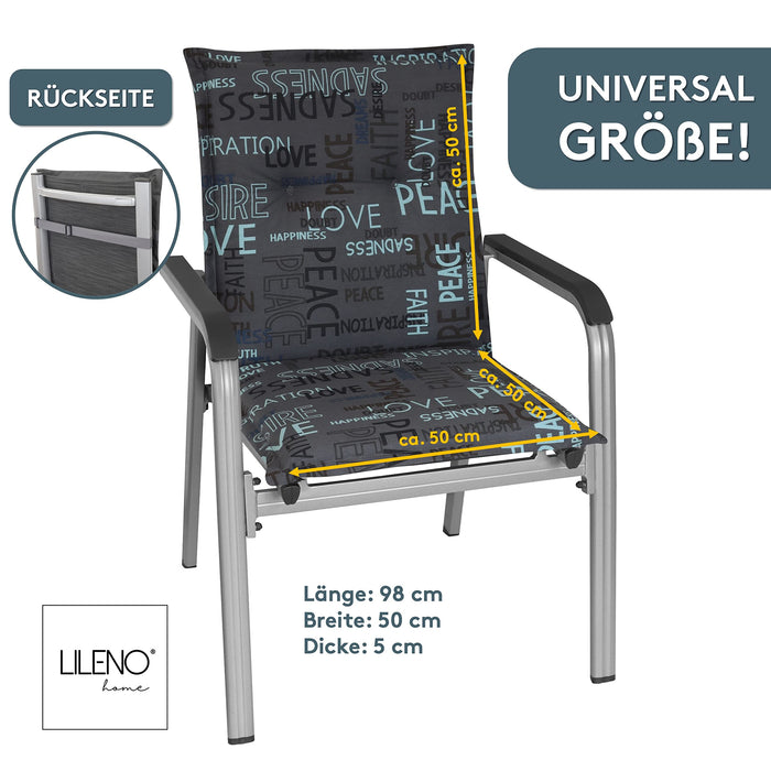Polsterauflage Niedriglehner 2er Set, bequeme Sitzauflage für Gartenstühle, Stuhlkissen