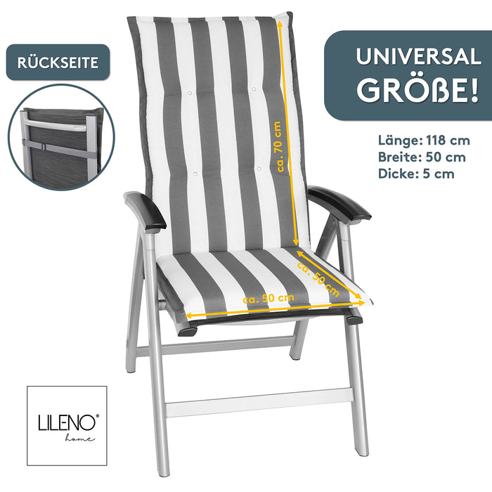 Hochlehnerauflage Gartenstuhl Auflage 2er Set FLORENCE, bequeme Sitzauflage für Gartenmöbel, Stuhlkissen