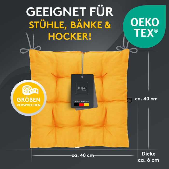 Stuhlkissen Linda Fiume 6er Set - Sitzkissen für Gartenstuhl, Küchenstuhl oder Esszimmerstuhl